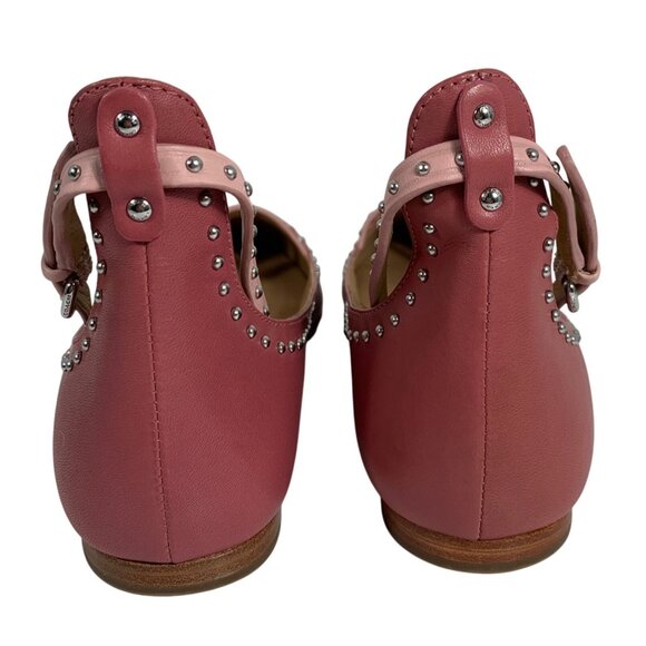 COACH Jody Pink Leather Studded Pointed Toe Flats Ankle Strap Women’s NWOB - Picture 5 of 7